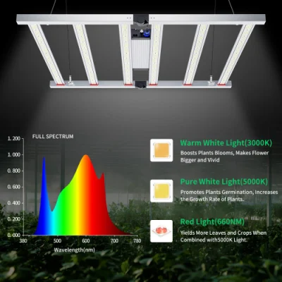 Luz de cultivo LED plegable de alta potencia, diodos Lm301b de espectro completo de 680W, luces de cultivo LED regulables para plantas medicinales